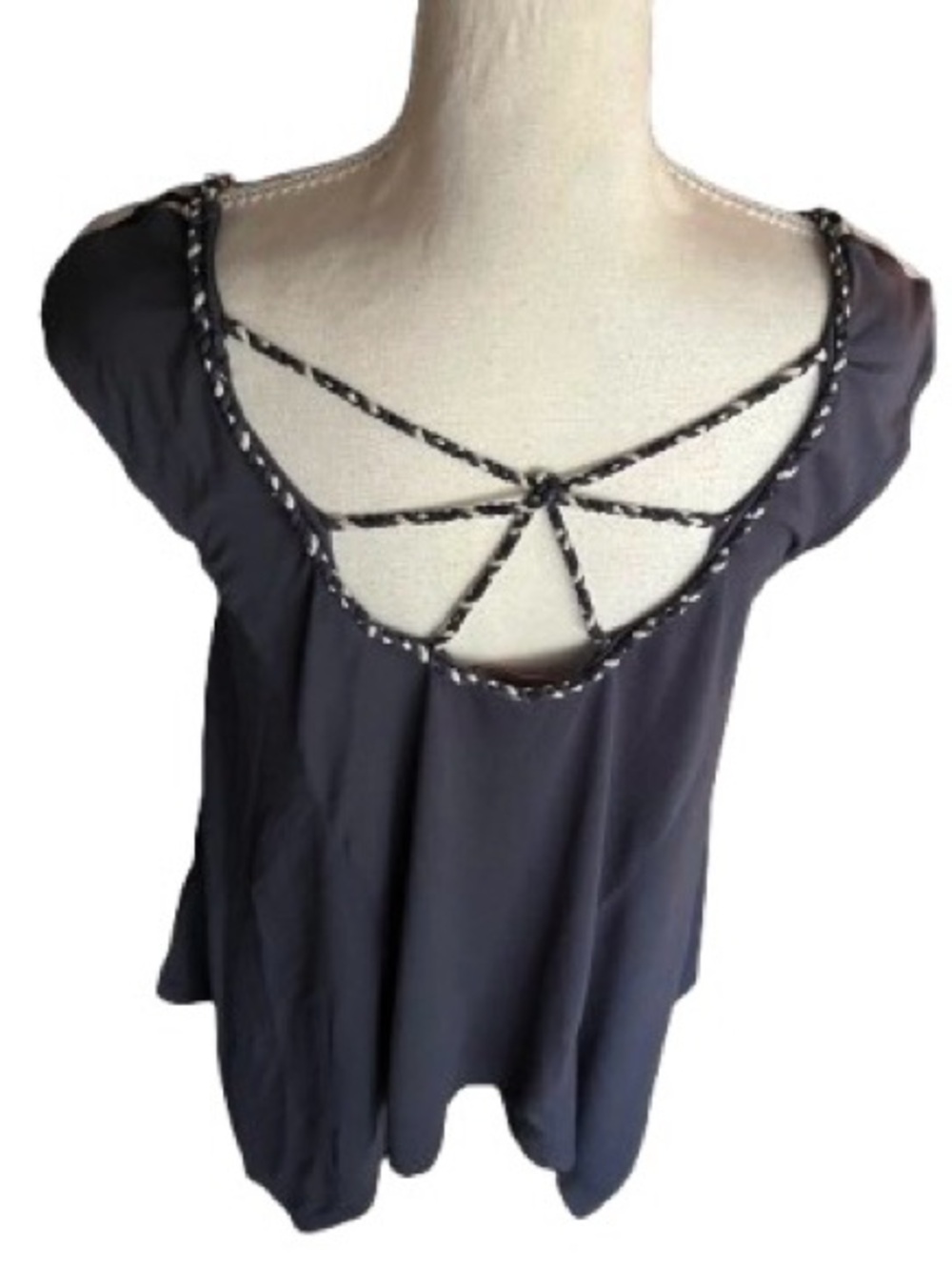 LG Handkerchief Hem Boho Y2K Gray Striped ONE SEPTEMBER Tee Top Vintage Y2K 90s
